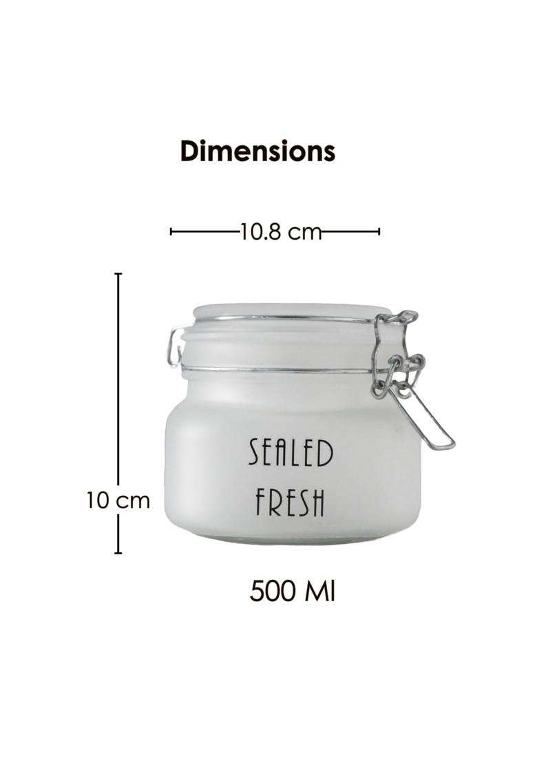 Femora Frost Square Glass Jars for Kitchen | 500 ml | 16.9 fl oz | 2-Piece Set - Indya