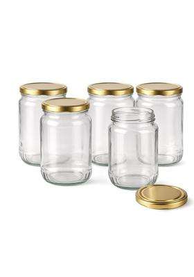 Pure Source India Clear Glass Storage Jar with Airtight Metal Lid | 1 L | 1.1 Qt | 6-Piece Set