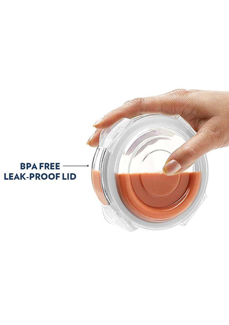 Borosil Klip N Store Glass Storage Containers for Kitchen with Air-Tight Lids | 400 ml | 13.5 fl oz | 2-Piece Set | Microwave Safe - Indya