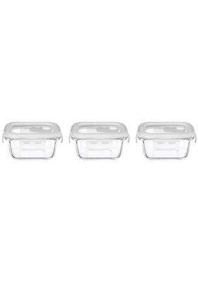 Solimo Amazon Brand Solimo Airtight Borosilicate Glass Container Set | 350 ml | 11.8 fl oz | 3-Piece Set