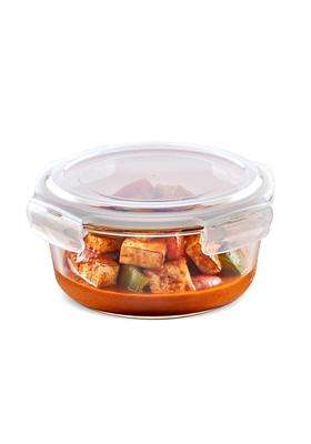 Borosil Klip N Store Round Glass Food Storage Container with Air Tight Lid | 400 ml | 13.5 fl oz | Dishwasher Safe | Microwave Safe