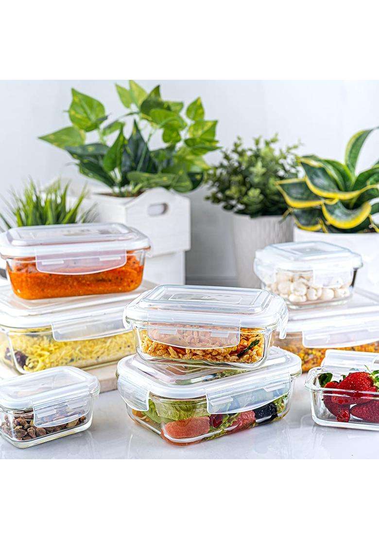 Borosil Klip N Store Round Glass Food Storage Container with Air Tight Lid | 400 ml | 13.5 fl oz | Dishwasher Safe | Microwave Safe - Indya