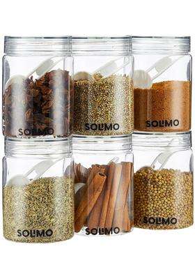 Solimo Amazon Brand Solimo Plastic Storage Jar and Containers Set with Spoon | 500 ml | 16.9 fl oz | BPA Free