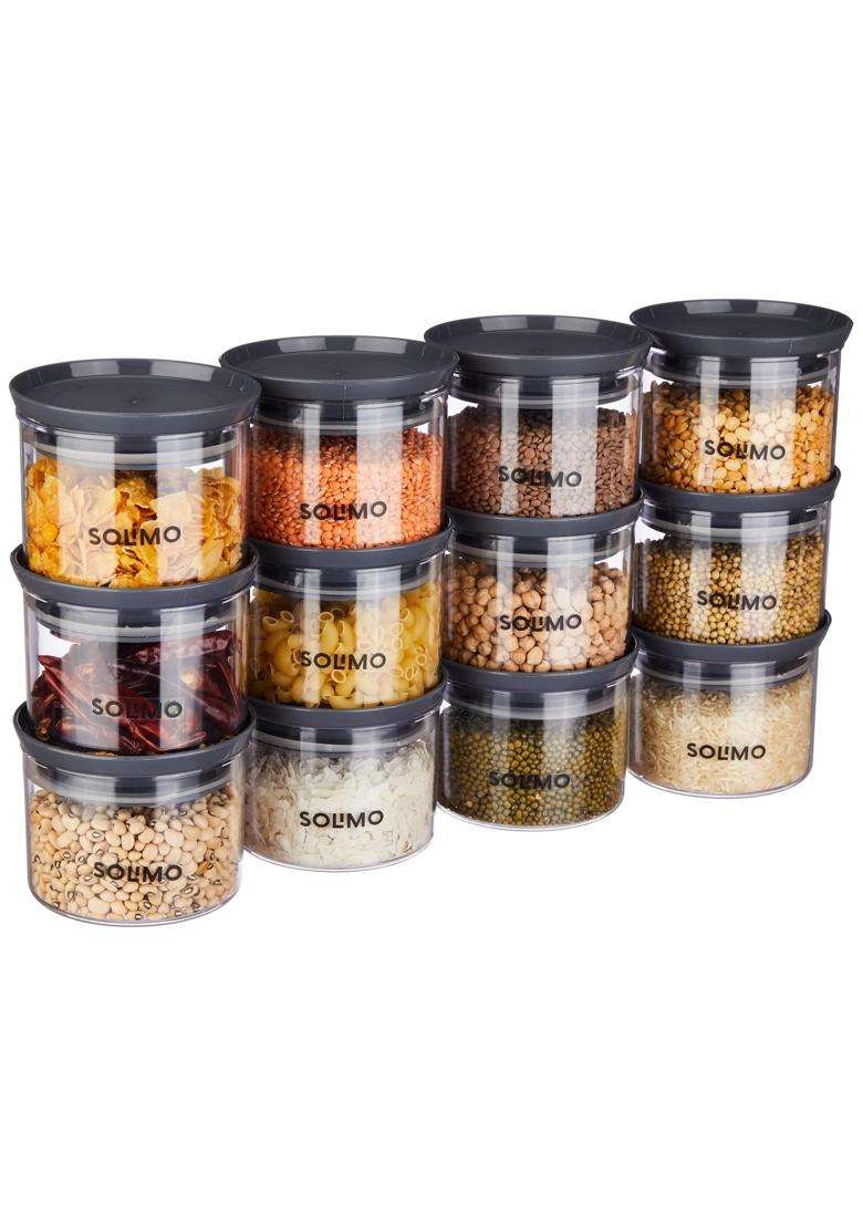 Solimo Amazon Solimo Plastic Storage Jar and Container Set I Air Tight and BPA Free | 500 ml | 16.9 fl oz - Indya