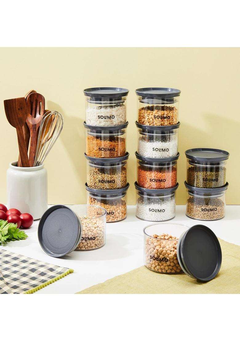Solimo Amazon Solimo Plastic Storage Jar and Container Set I Air Tight and BPA Free | 500 ml | 16.9 fl oz - Indya