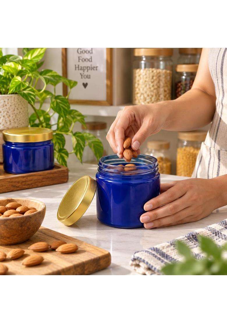 Pure Source India Blue Glass Storage Jar | 250 ml | 8.5 fl oz - Indya