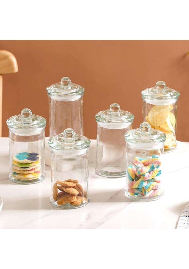 Nestasia Small Glass Jar with Lid | 350 ml | 11.8 fl oz | 6-Piece Set - Indya