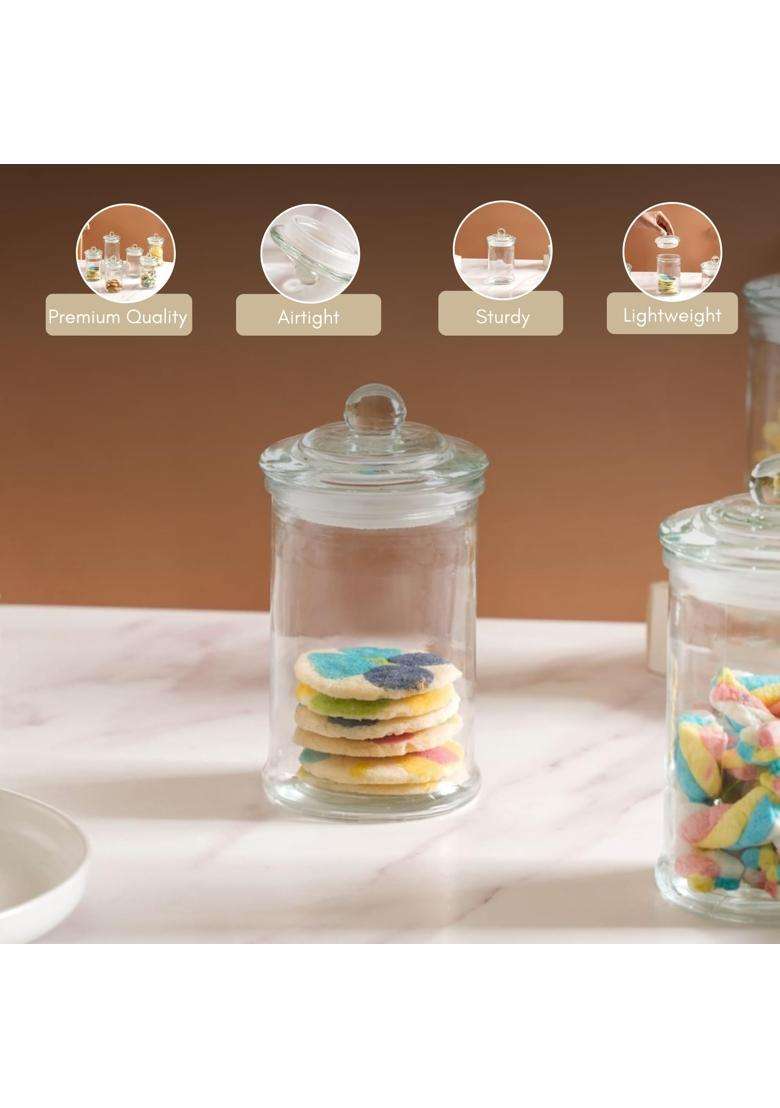 Nestasia Small Glass Jar with Lid | 350 ml | 11.8 fl oz | 6-Piece Set - Indya