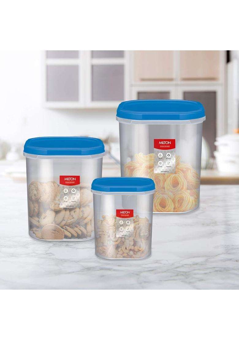 MILTON Quadra Modular Multi-Purpose Plastic Containers with Lid | 2 L | 2.1 Qt | 3-Piece Set - Indya