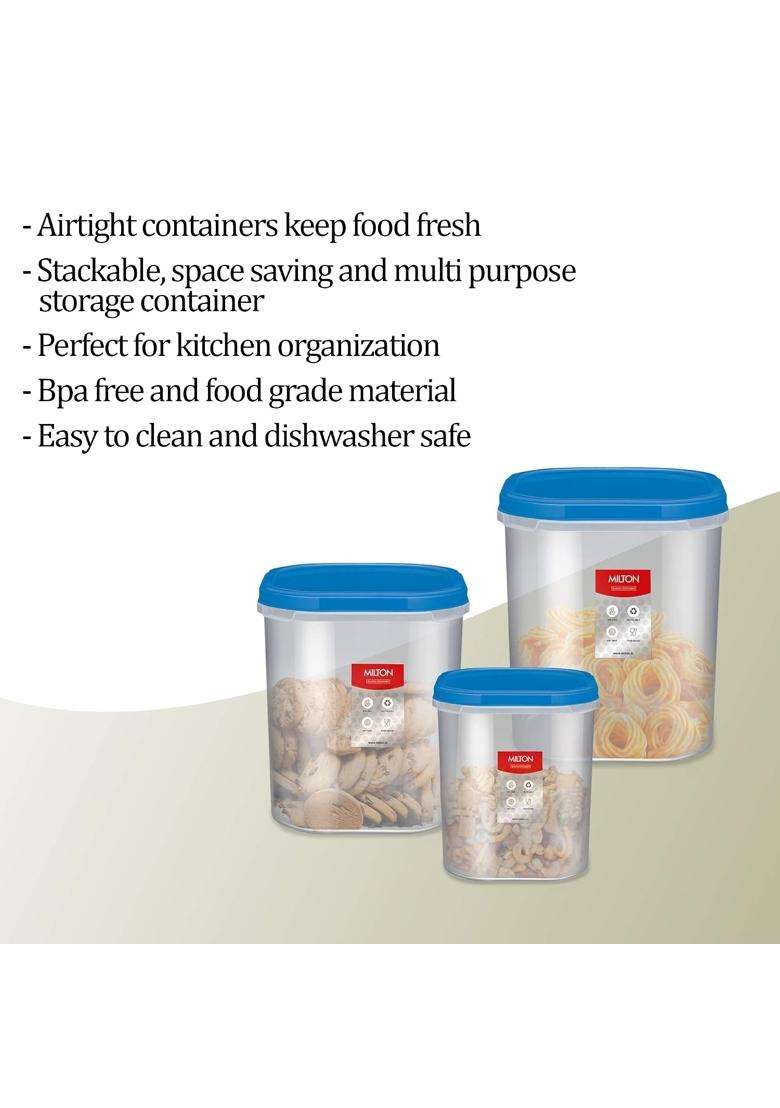 MILTON Quadra Modular Multi-Purpose Plastic Containers with Lid | 2 L | 2.1 Qt | 3-Piece Set - Indya