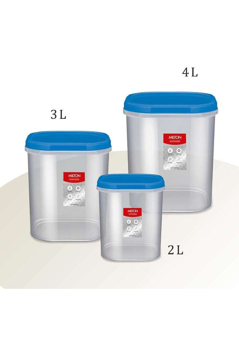 MILTON Quadra Modular Multi-Purpose Plastic Containers with Lid | 2 L | 2.1 Qt | 3-Piece Set - Indya