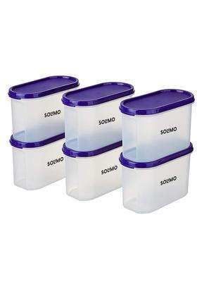 Solimo Amazon Brand Solimo Modular Plastic Storage Container with Airtight Lid | 1.2 L | 1.3 Qt | 6-Piece Set | Dishwasher Safe | BPA Free