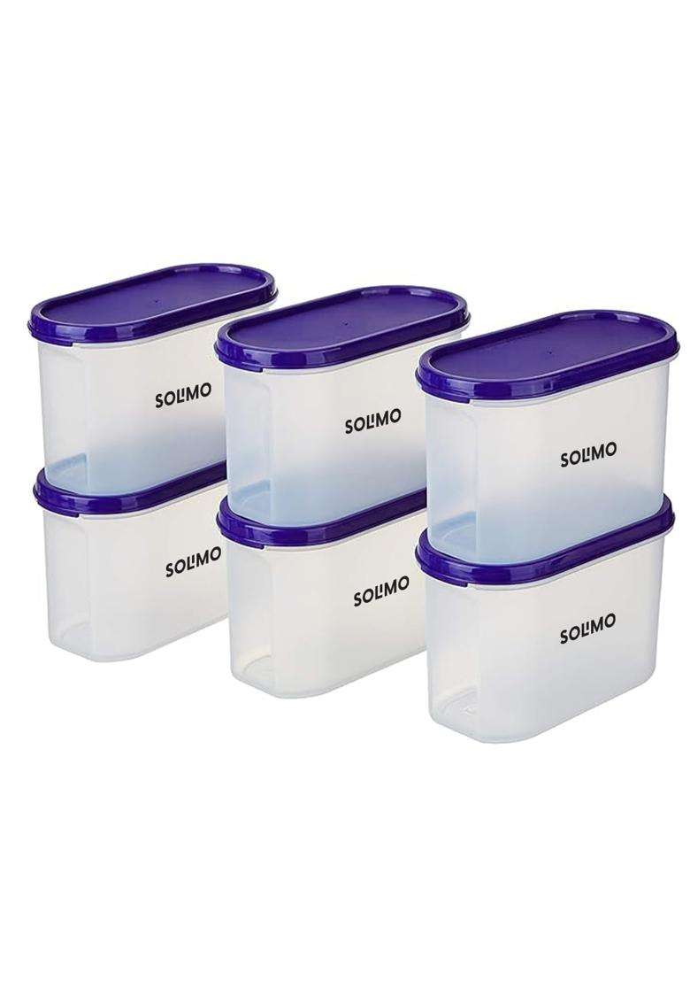 Solimo Amazon Brand Solimo Modular Plastic Storage Container with Airtight Lid | 1.2 L | 1.3 Qt | 6-Piece Set | Dishwasher Safe | BPA Free - Indya