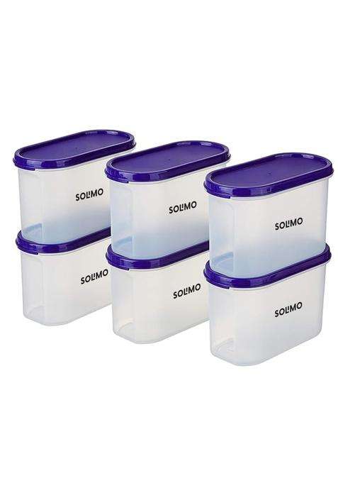 Solimo Amazon Brand Solimo Modular Plastic Storage Container with Airtight Lid | 1.2 L | 1.3 Qt | 6-Piece Set | Dishwasher Safe | BPA Free
