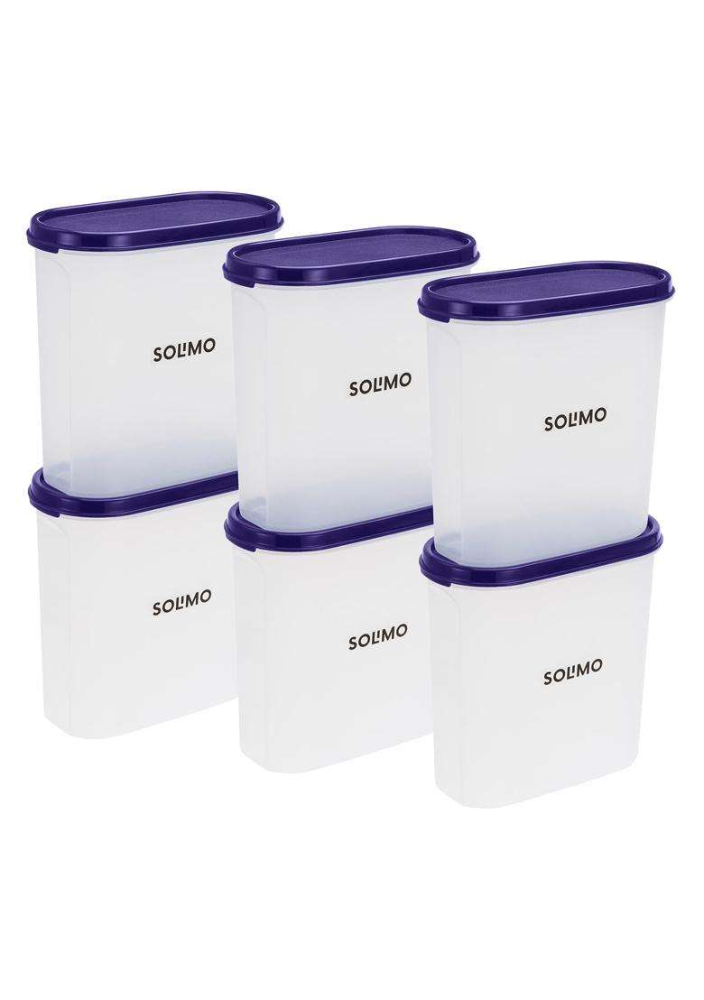 Solimo Amazon Brand Solimo Modular Plastic Storage Containers with Lid | 1.8 L | 1.9 Qt | 6-Piece Set | BPA Free - Indya