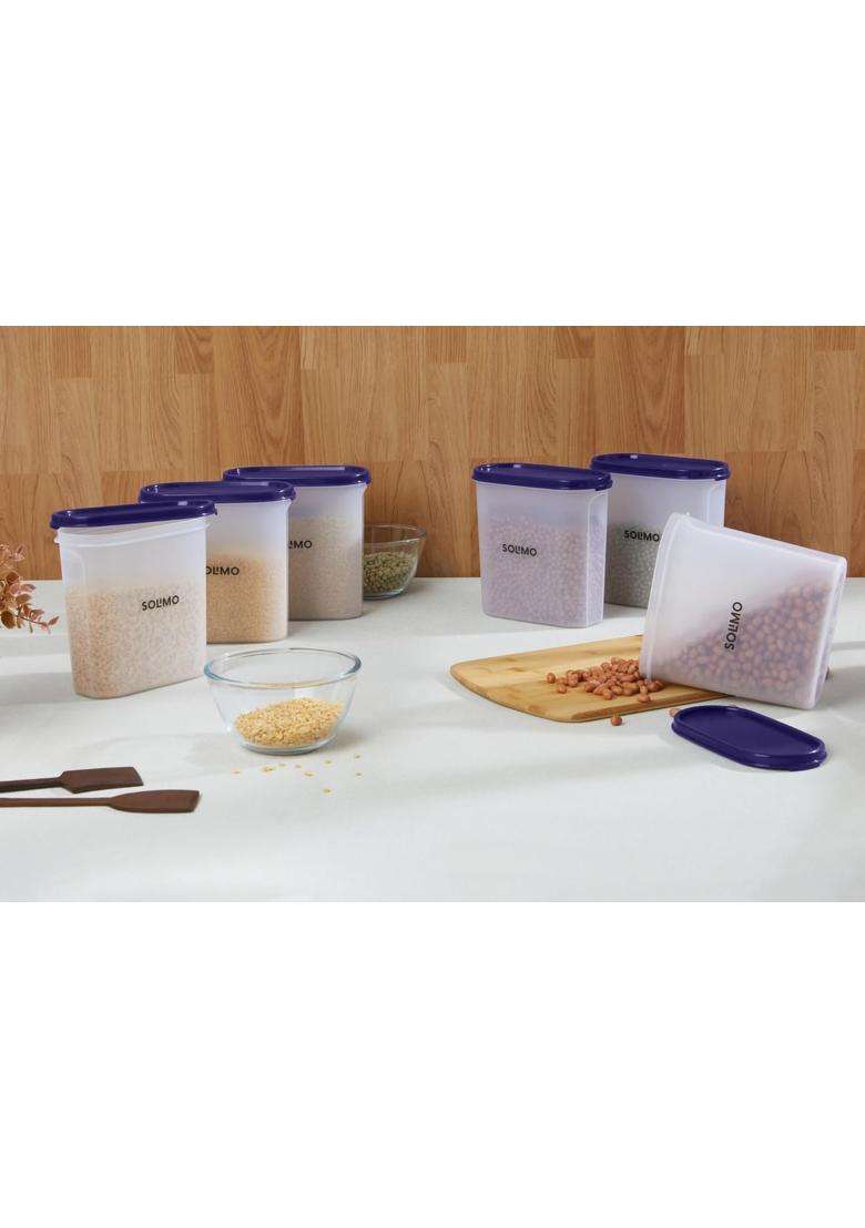 Solimo Amazon Brand Solimo Modular Plastic Storage Containers with Lid | 1.8 L | 1.9 Qt | 6-Piece Set | BPA Free - Indya