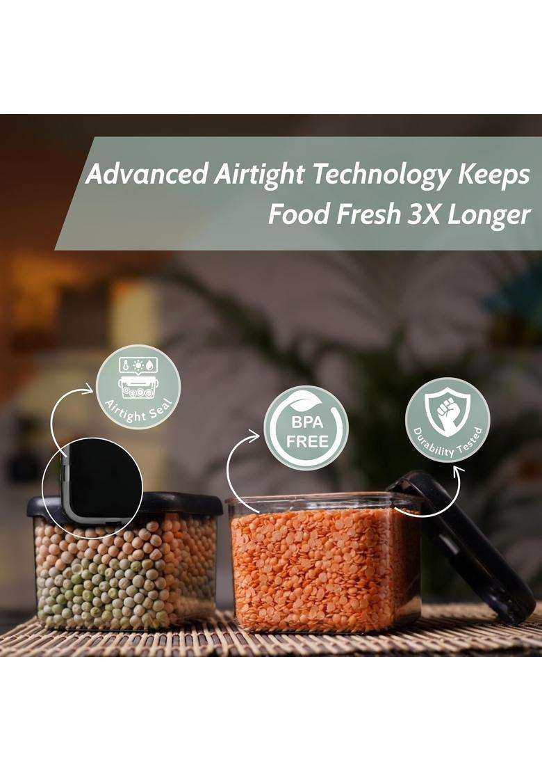 Clazkit Air Tight Modular Containers Storage Set for Kitchen | 500 ml | 16.9 fl oz | Pack of 6 | Dishwasher Safe | BPA Free - Indya