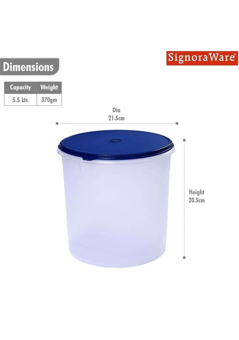 SIGNORA WARE Signoraware Storewell BPA Free Plastic Round Container with Lid | 5.5 L | 5.8 Qt | Leak Proof - Indya
