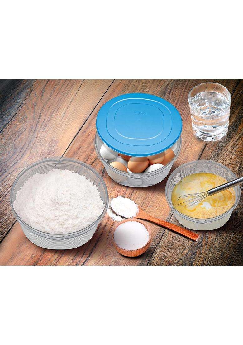 MILTON Store IT Round Plastic Food Storage Container with Air Tight Lids | 1 L | 1.1 Qt | 3-Piece Set | Leak Proof - Indya