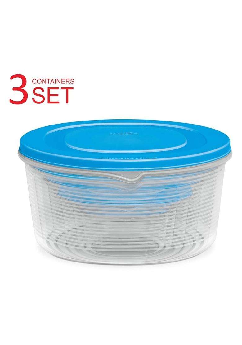 MILTON Store IT Round Plastic Food Storage Container with Air Tight Lids | 1 L | 1.1 Qt | 3-Piece Set | Leak Proof - Indya