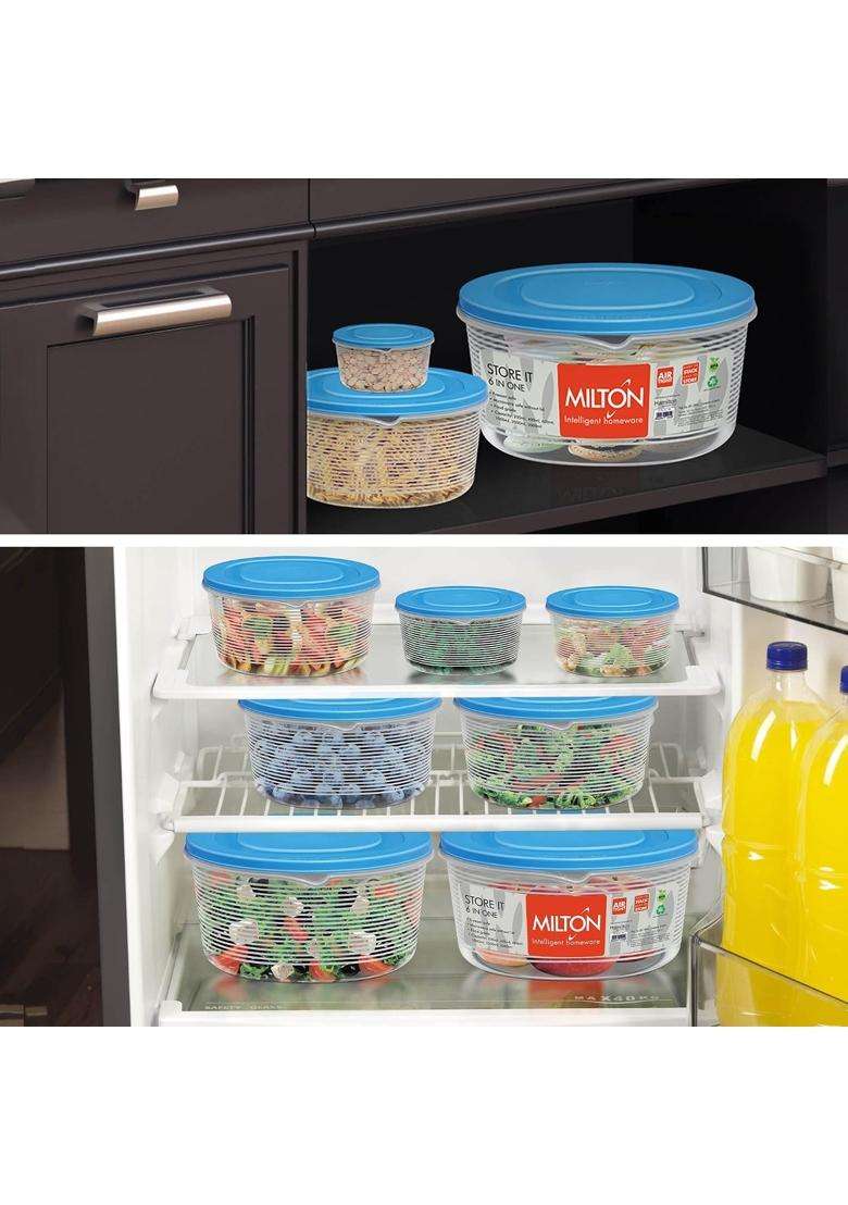 MILTON Store IT Round Plastic Food Storage Container with Air Tight Lids | 1 L | 1.1 Qt | 3-Piece Set | Leak Proof - Indya