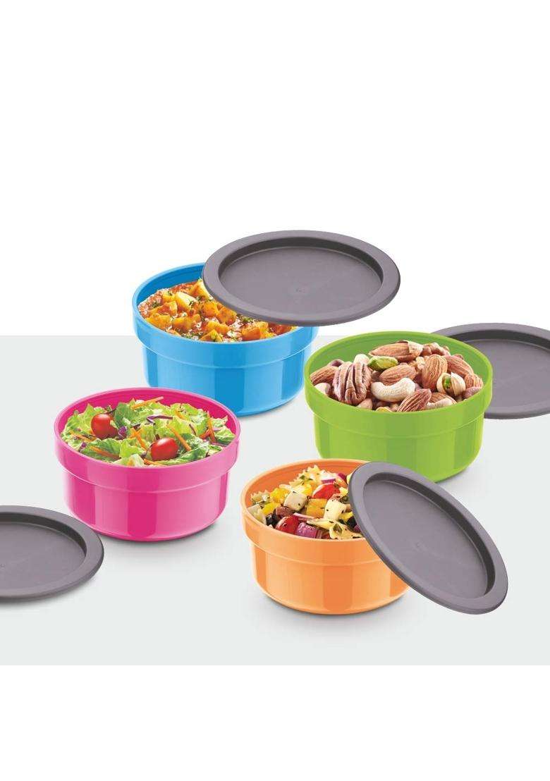 ASIAN Plastic Airtight Round Storage Containers | 300 ml | 10.1 fl oz | 4-Piece Set | BPA Free | Microwave Safe - Indya
