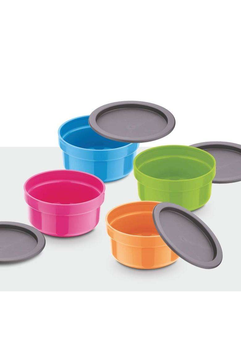 ASIAN Plastic Airtight Round Storage Containers | 300 ml | 10.1 fl oz | 4-Piece Set | BPA Free | Microwave Safe - Indya