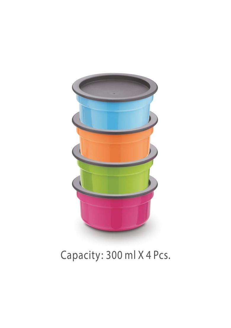 ASIAN Plastic Airtight Round Storage Containers | 300 ml | 10.1 fl oz | 4-Piece Set | BPA Free | Microwave Safe - Indya