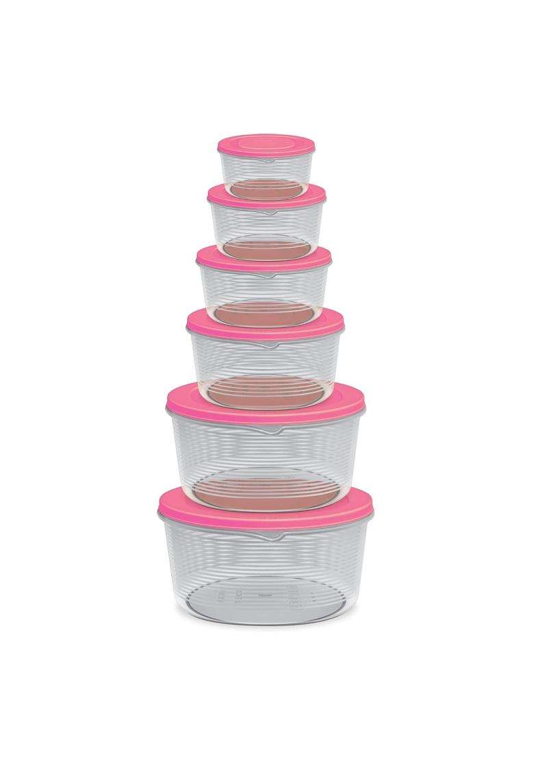 MILTON Store It Round Plastic Food Storage Container with Air Tight Lid | 1 L | 1.1 Qt | 6-Piece Set | Leak Proof - Indya