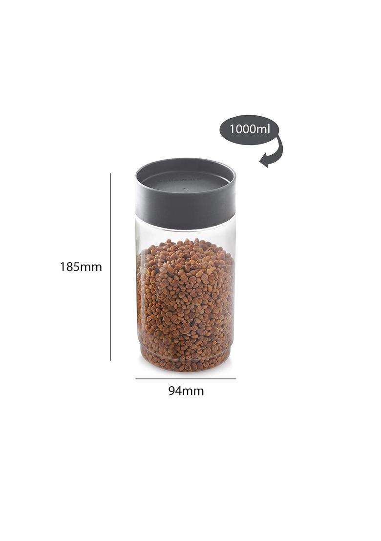 CELLO Modustack Pet Storage Jar for Kitchen Pcs | 1000 ml | 33.8 fl oz | 4-Piece Set - Indya