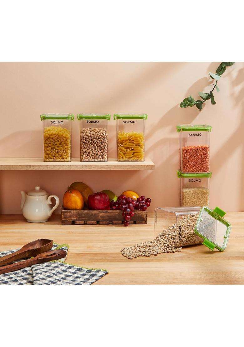 Solimo Amazon Brand Solimo Multipurpose Airtight Containers for Kitchen | 1200 ml | 40.6 fl oz | 6-Piece Set - Indya