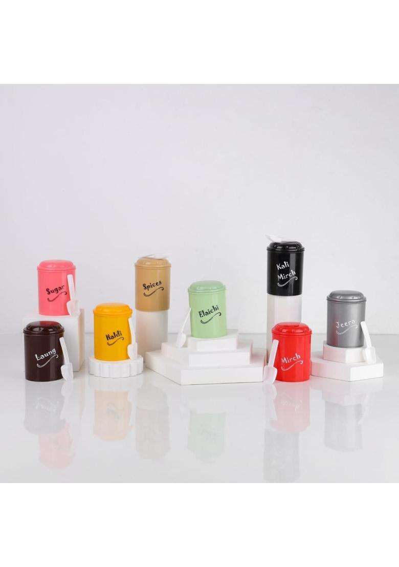Clazkit Plastic Spice Jar | 300 ml | 10.1 fl oz | 8-Piece Set | BPA Free - Indya