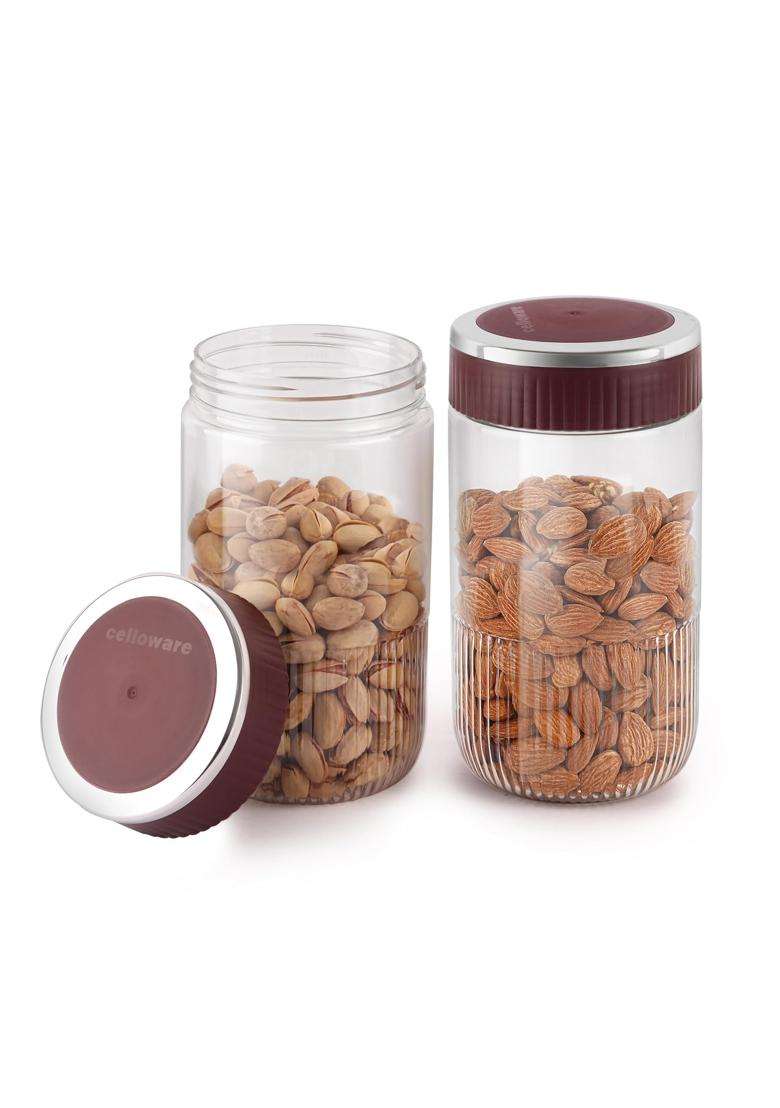 CELLO Mint Storage Canister for Kitchen | 1000 ml | 33.8 fl oz | 2-Piece Set | With Lid | Food Safe - Indya