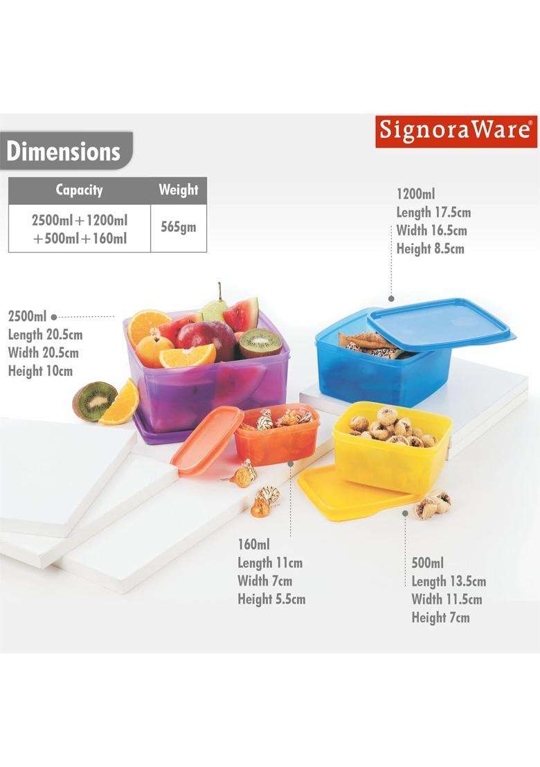 SIGNORA WARE Signoraware Family Fresh Tab BPA Free Plastic Containers Set | 2.5 L | 2.6 Qt | Microwave Safe | Leak Proof - Indya