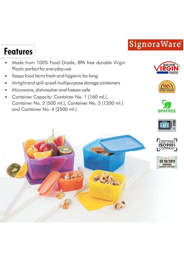 SIGNORA WARE Signoraware Family Fresh Tab BPA Free Plastic Containers Set | 2.5 L | 2.6 Qt | Microwave Safe | Leak Proof - Indya
