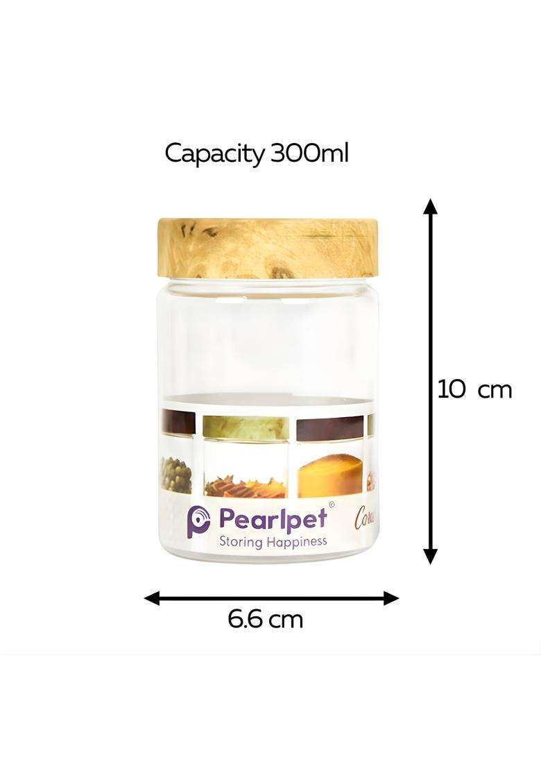 PEARLPET Coral Airtight Transparent Plastic Jars | 300 ml | 10.1 fl oz | 6-Piece Set | BPA Free | Leak Proof | Food Safe - Indya