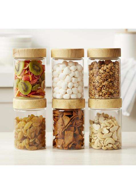 PEARLPET Coral Airtight Transparent Plastic Jars | 300 ml | 10.1 fl oz | 6-Piece Set | BPA Free | Leak Proof | Food Safe