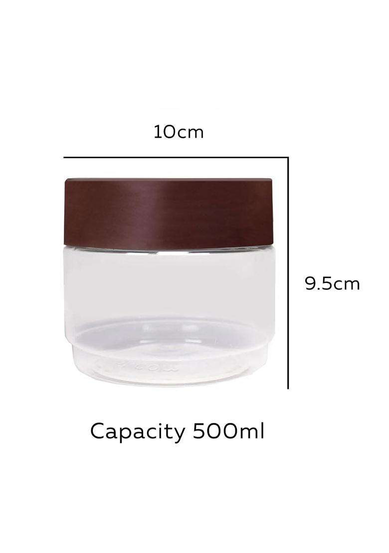PEARLPET Modedge Plastic Jar Airtight Stackable Container for Kitchen Storage with Spoon | 500 ml | 16.9 fl oz | 6-Piece Set - Indya
