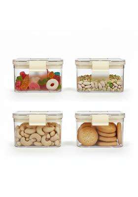PEARLPET Click N Seal Plastic Kitchen Storage Jar and Container | 400 ml | 13.5 fl oz | 4-Piece Set | BPA Free | Leak Proof