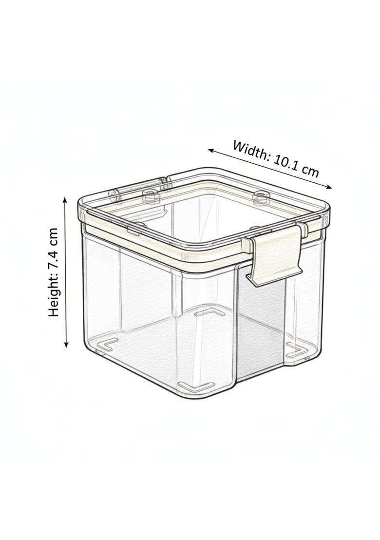 PEARLPET Click N Seal Plastic Kitchen Storage Jar and Container | 400 ml | 13.5 fl oz | 4-Piece Set | BPA Free | Leak Proof - Indya
