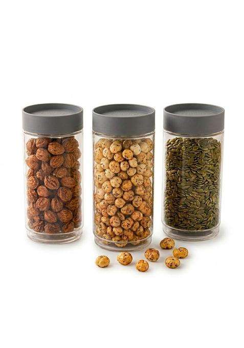 CELLO Modustack Glassy Storage Jars for Kitchen Pcs | 1000 ml | 33.8 fl oz | 3-Piece Set | Lead Free