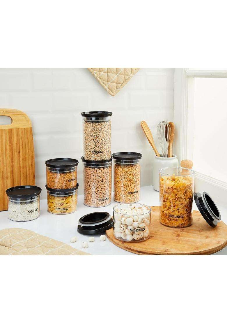 Solimo Amazon Brand Solimo Plastic Storage Jar and Container Set I Air Tight and BPA | 500 ml | 16.9 fl oz | 4-Piece Set - Indya