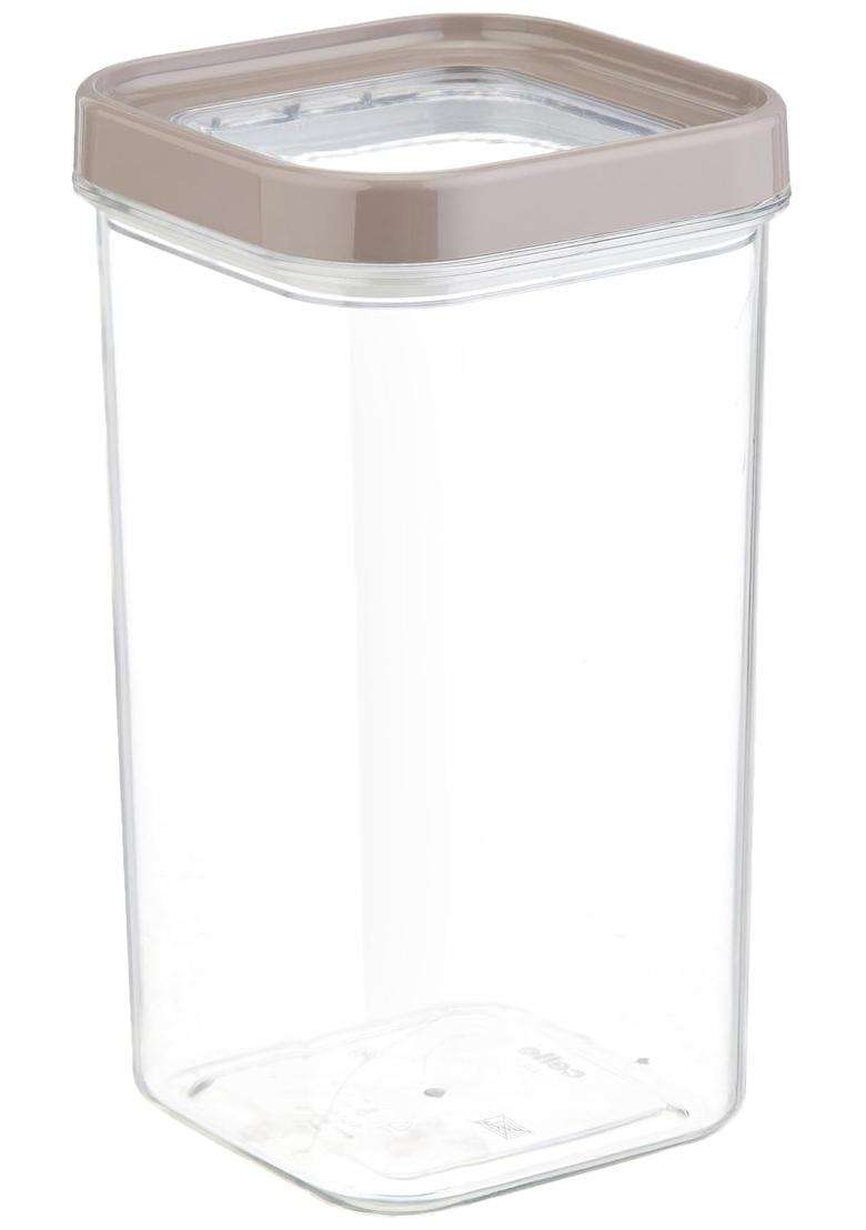 CELLO Airlock Square Pet Storage Jar for Kitchen Walnut Brown | 2500 ml | 84.5 fl oz - Indya