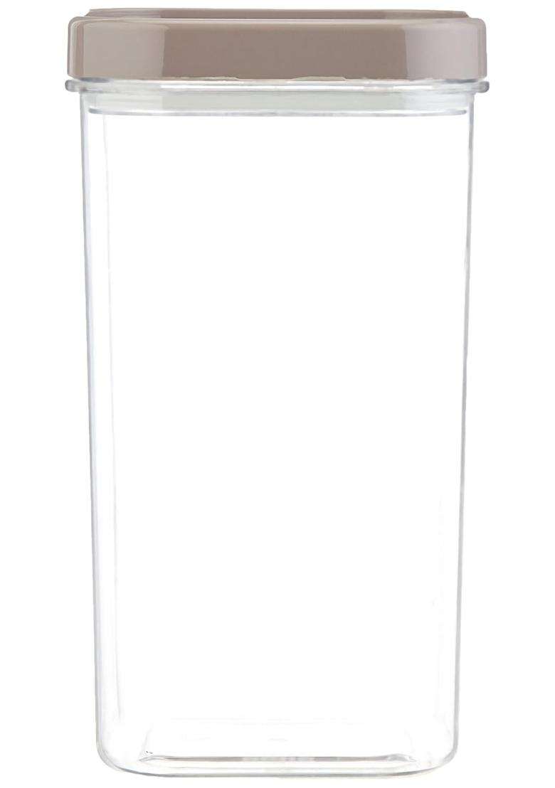 CELLO Airlock Square Pet Storage Jar for Kitchen Walnut Brown | 2500 ml | 84.5 fl oz - Indya