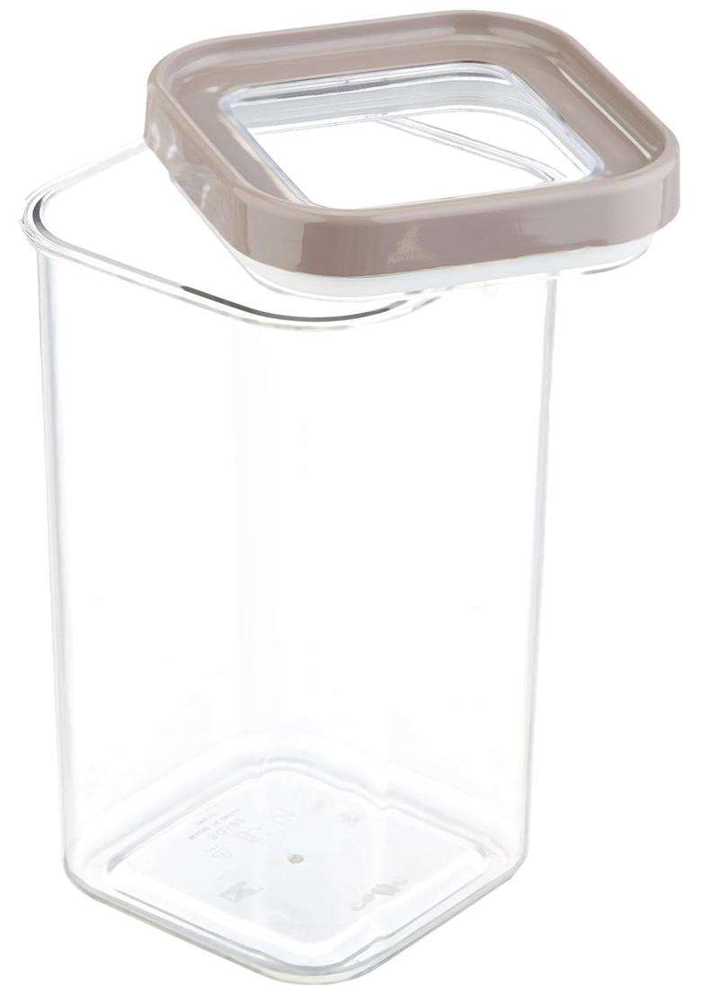 CELLO Airlock Square Pet Storage Jar for Kitchen Walnut Brown | 2500 ml | 84.5 fl oz - Indya