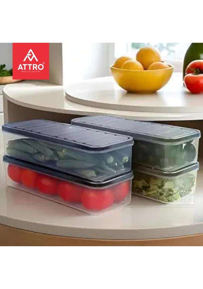 ATTRO Stack and Store Airtight Plastic Storage Containers for Kitchen | 1200 ml | 40.6 fl oz | 6-Piece Set - Indya