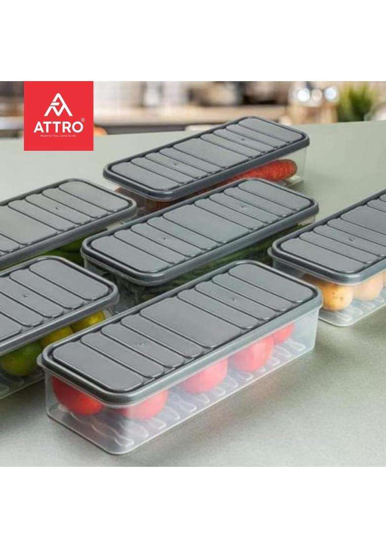 ATTRO Stack and Store Airtight Plastic Storage Containers for Kitchen | 1200 ml | 40.6 fl oz | 6-Piece Set - Indya