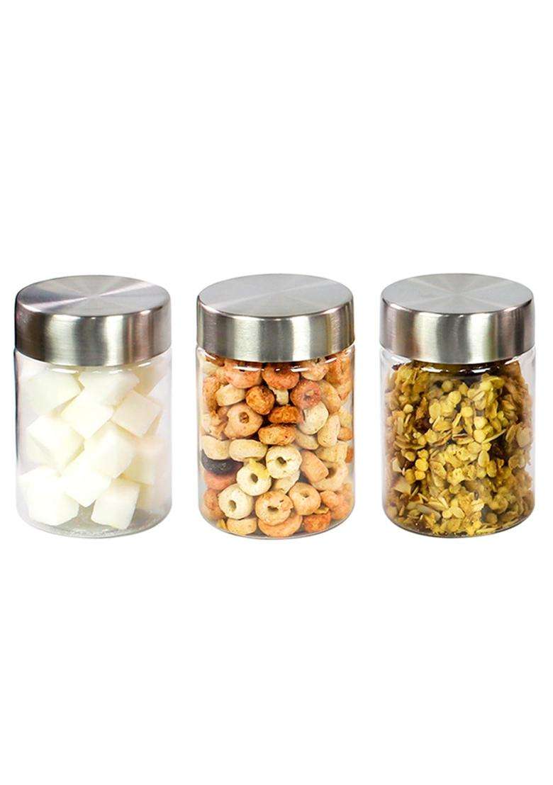 PEARLPET Plus Range Plastic Storage Jars and Containers for Kitchen | 300 ml | 10.1 fl oz | 3-Piece Set | BPA Free | Food Safe - Indya