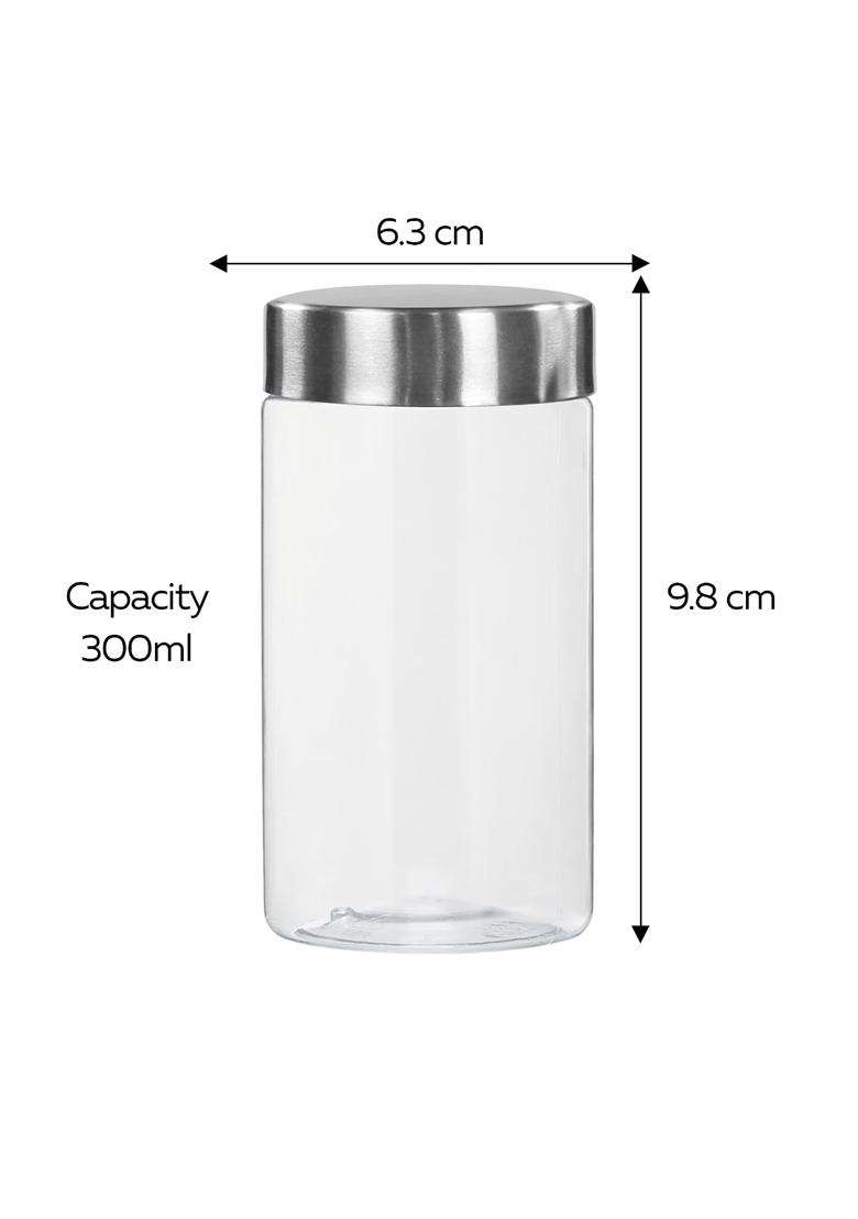PEARLPET Plus Range Plastic Storage Jars and Containers for Kitchen | 300 ml | 10.1 fl oz | 3-Piece Set | BPA Free | Food Safe - Indya