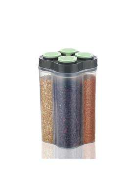 Clazkit Airtight Transparent Plastic Lock Food Storage 4 Section Container Jar | 2500 ml | 84.5 fl oz